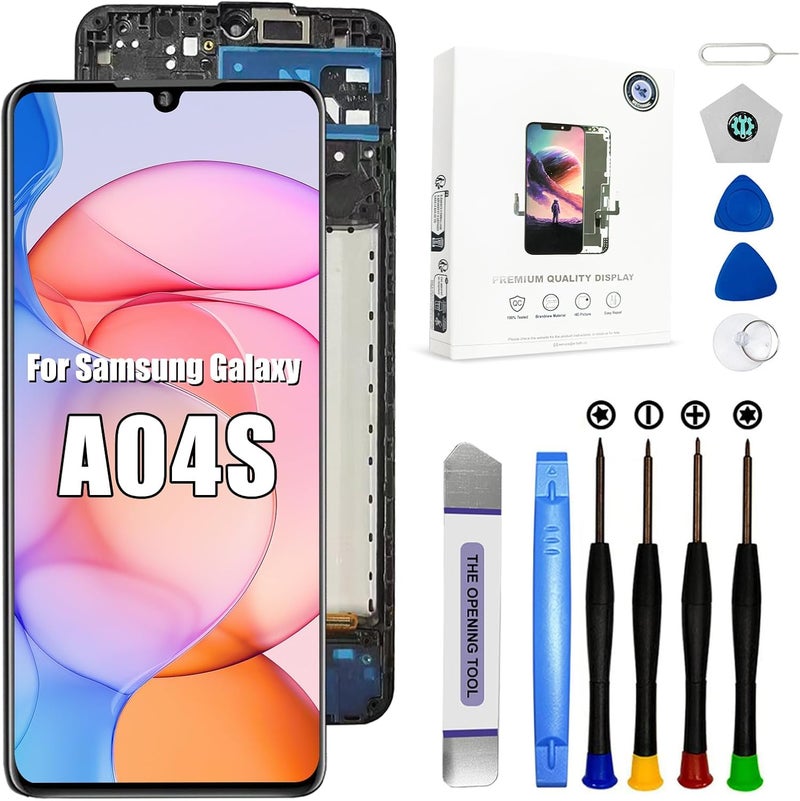 EFAITHFIX Store for Samsung Galaxy A04S A047 Screen Replacement with Frame 6.5 Inch LCD Display Digitizer for Samsung A047U A047A A047W A047F/DS Screen Replacement Touch Screen Assembly with Repair Tools - Image 1